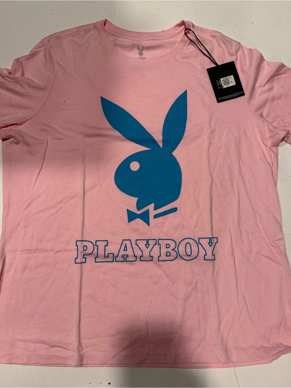 PLAYBOY Pink Tee with Blue Bunny Logo